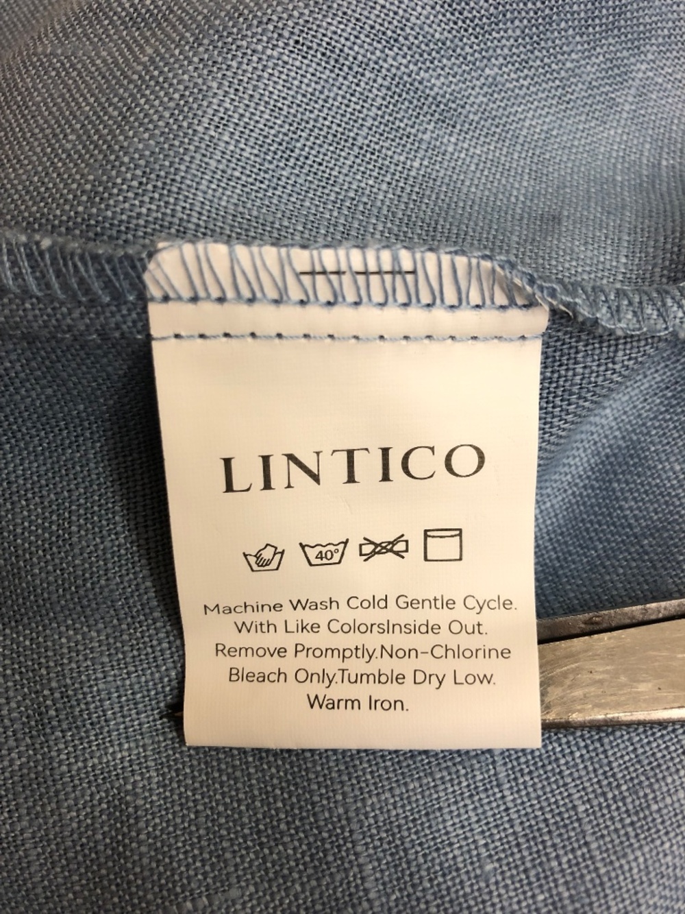 Lintico 100% linen Amelia tailored jacket top Mandarin collar shacket minimalist - Picture 5 of 10